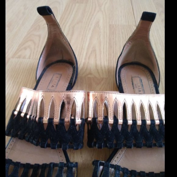 Alaia Paris $1000 Metallic Suede Sandals Sz 41 - Picture 5 of 6